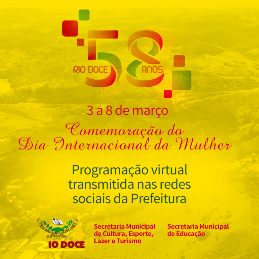 Programação virtual do aniversário de 58 anos de Rio Doce