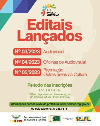 Prefeitura lança editais da Lei Paulo Gustavo